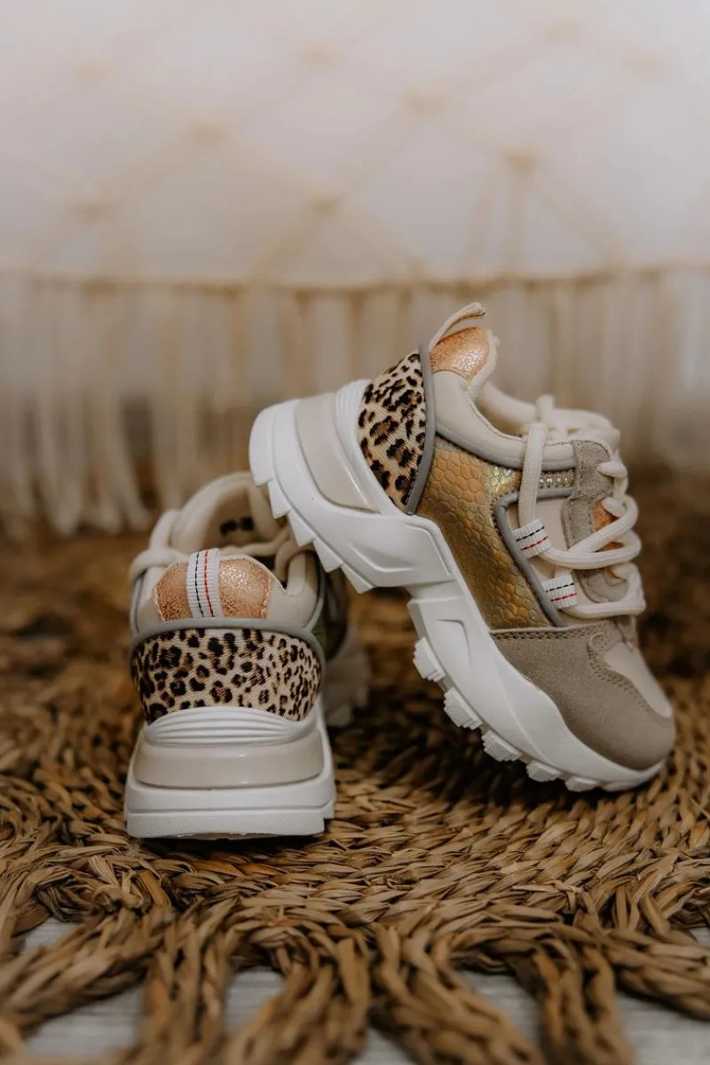 Dziecięce Sportowe Buty Sneakersy Beżowe Rommie Dzieci Dziewczęce