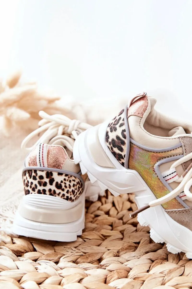Dziecięce Sportowe Buty Sneakersy Beżowe Rommie Dzieci Dziewczęce