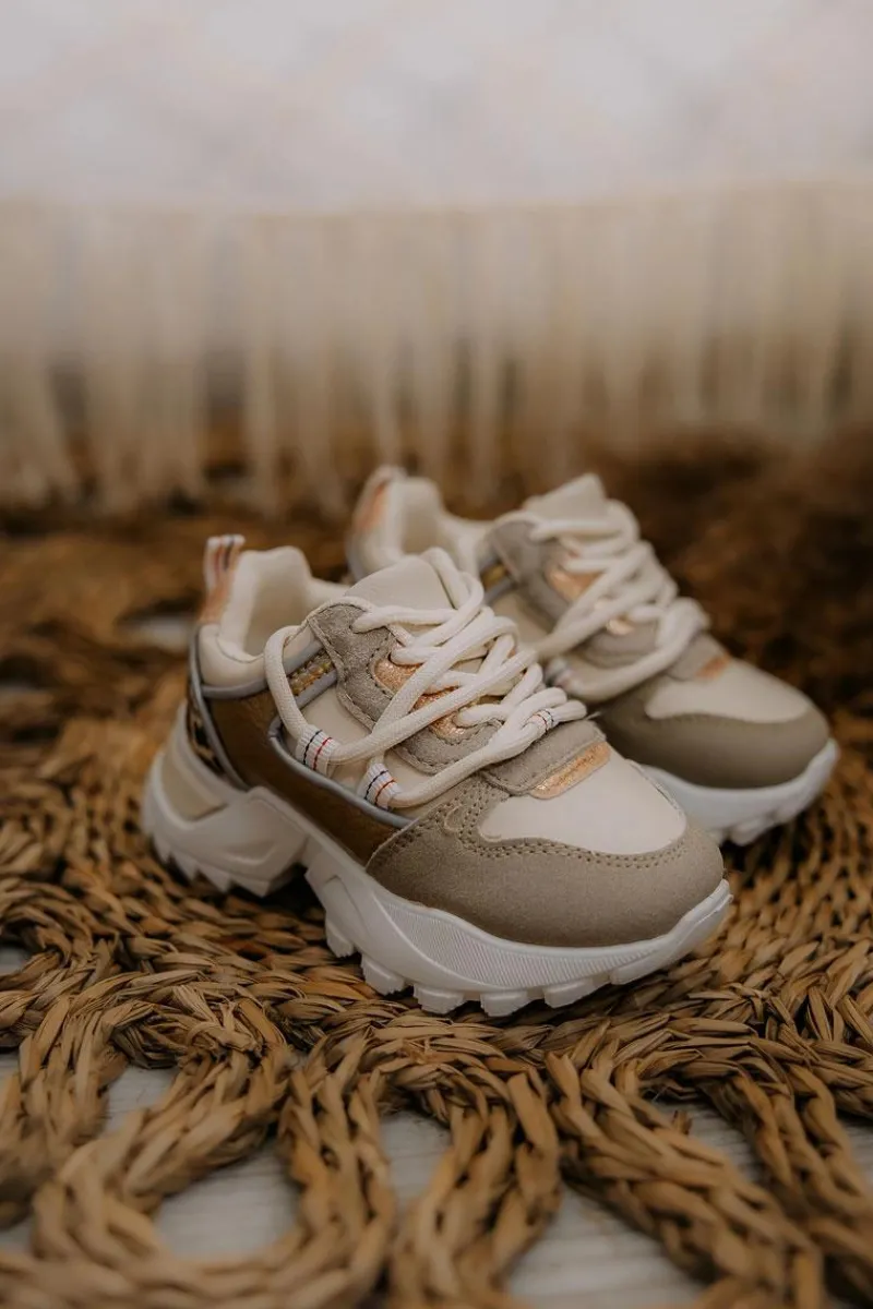Dziecięce Sportowe Buty Sneakersy Beżowe Rommie Dzieci Dziewczęce