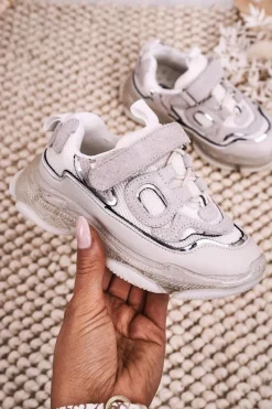 Dziecięce Sportowe Buty Sneakersy Z Przezroczystą Podeszwą Białe Bailey Dzieci Dziewczęce