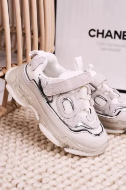 Dziecięce Sportowe Buty Sneakersy Z Przezroczystą Podeszwą Białe Bailey Dzieci Dziewczęce