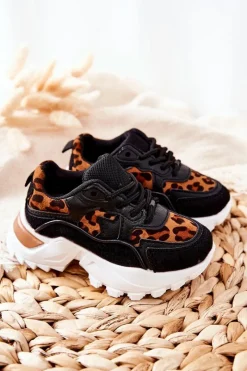 Boto Dziecięce Sportowe Buty Sneakersy Brązowo-Czarne Nila