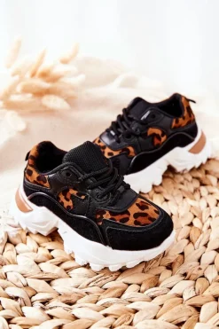 Boto Dziecięce Sportowe Buty Sneakersy Brązowo-Czarne Nila