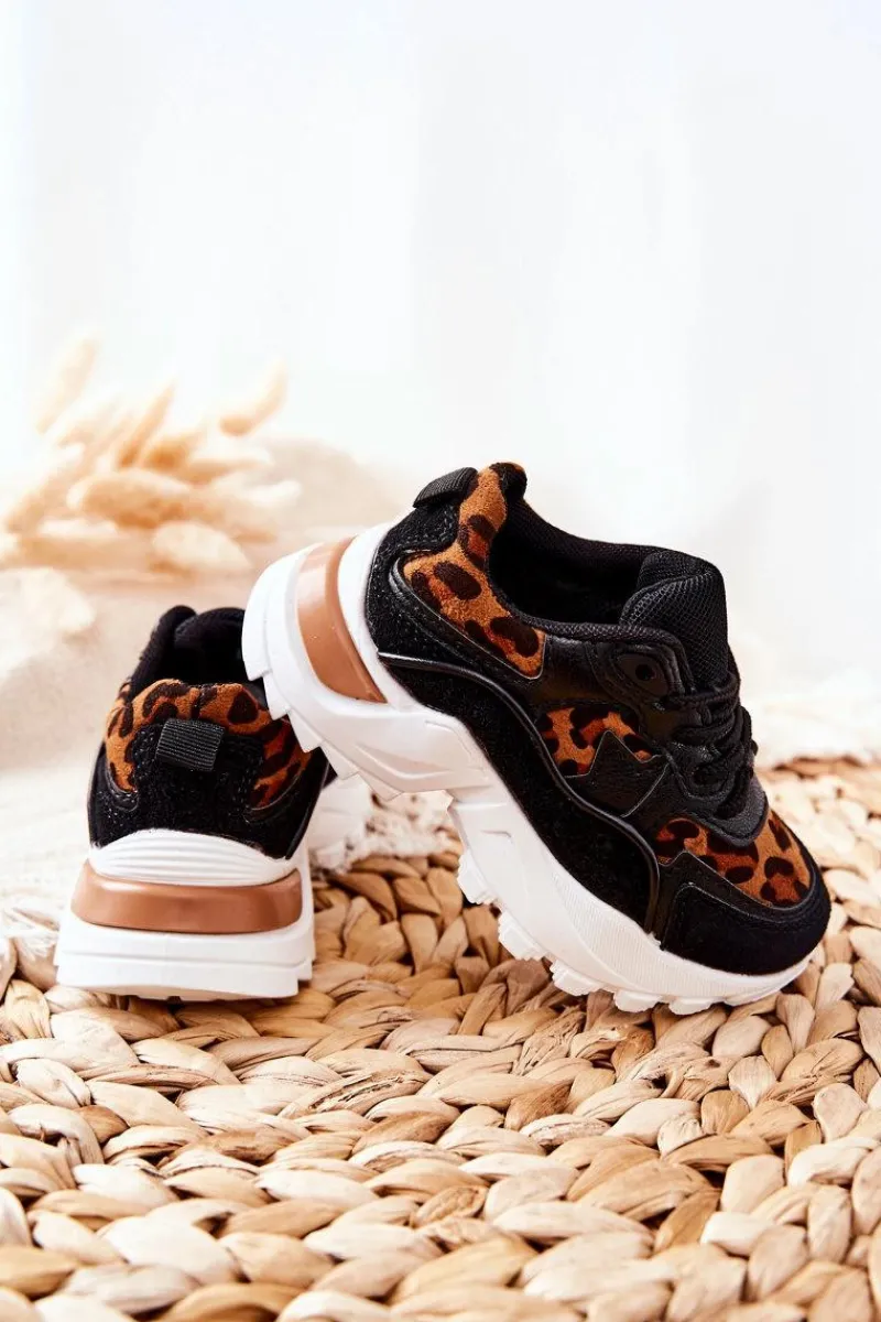 Boto Dziecięce Sportowe Buty Sneakersy Brązowo-Czarne Nila