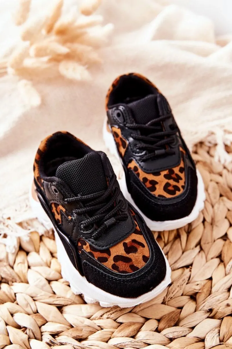 Boto Dziecięce Sportowe Buty Sneakersy Brązowo-Czarne Nila