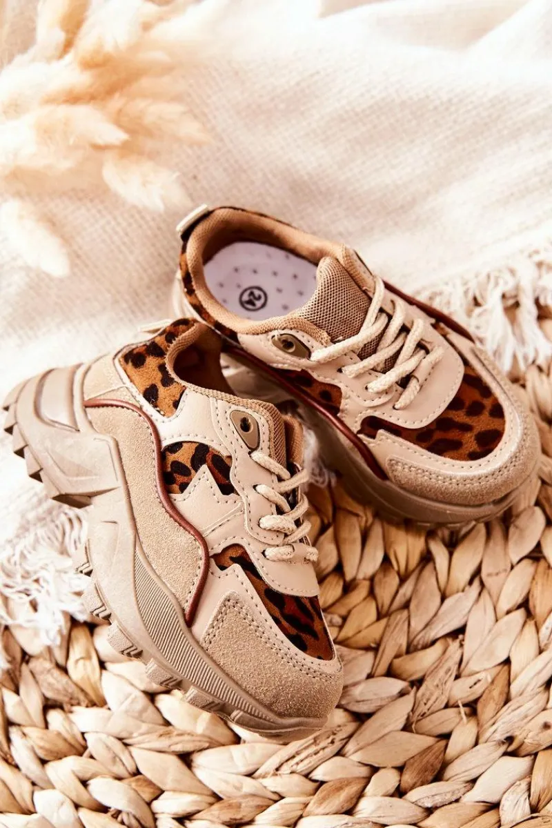 Dziewczęce>Boto Dziecięce Sportowe Buty Sneakersy Beżowo-Brązowe Nila