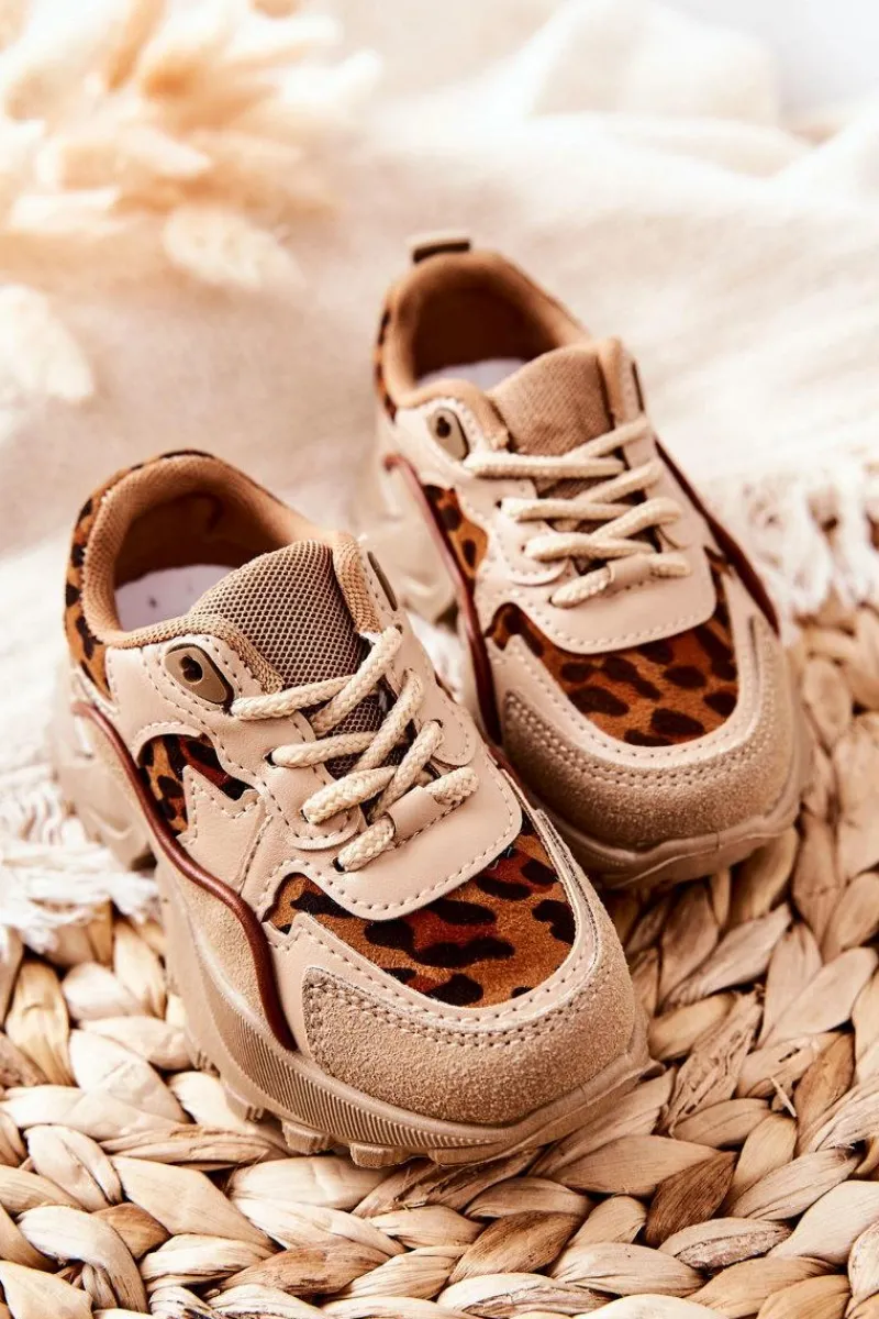 Dziewczęce>Boto Dziecięce Sportowe Buty Sneakersy Beżowo-Brązowe Nila