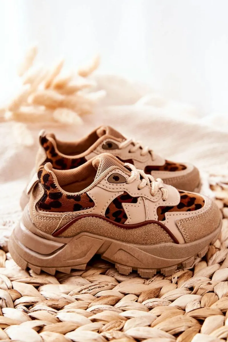 Dziewczęce>Boto Dziecięce Sportowe Buty Sneakersy Beżowo-Brązowe Nila