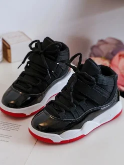 Discount Boto Dziecięce Sportowe Buty Sznurowane Czarno-Czerwone Darina