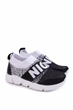 Chłopięce|Dziewczęce>Evento Dziecięce Sportowe Buty Wsuwane Czarno-Białe Cobby