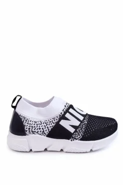 Chłopięce|Dziewczęce></noscript>Evento Dziecięce Sportowe Buty Wsuwane Czarno-Białe Cobby