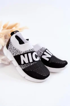 Chłopięce|Dziewczęce></noscript>Evento Dziecięce Sportowe Buty Wsuwane Czarno-Białe Cobby