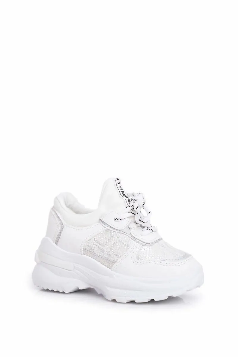 Dziewczęce>Boto Dziecięce Sportowe Buty Z Wężowym Wzorem Biało-Srebrne Matylda