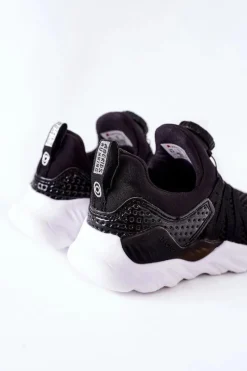 Hot Boto Dziecięce Sportowe Buty Z Pokrętłem ABCKIDS Czarne