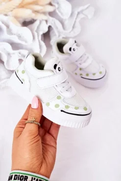 New Dziecięce Sportowe Buty Z Pandą Biało-Zielone Chico Dzieci Chłopięce|Dziewczęce