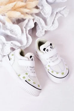 New Dziecięce Sportowe Buty Z Pandą Biało-Zielone Chico Dzieci Chłopięce|Dziewczęce