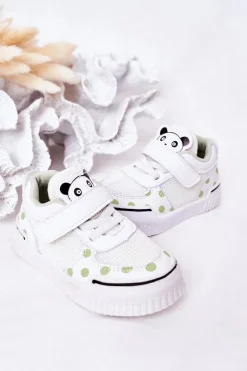 New Dziecięce Sportowe Buty Z Pandą Biało-Zielone Chico Dzieci Chłopięce|Dziewczęce