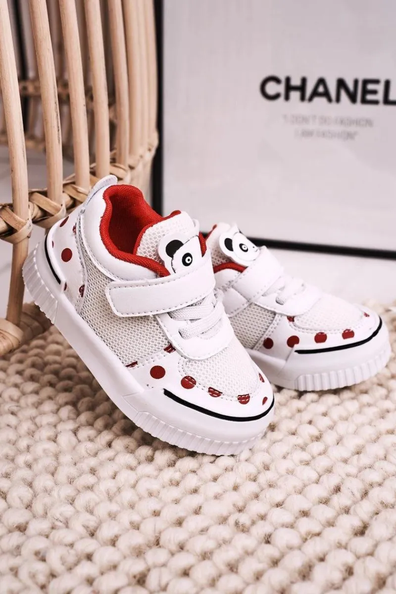 Boto Dziecięce Sportowe Buty Z Pandą Biało Czerwone Chico