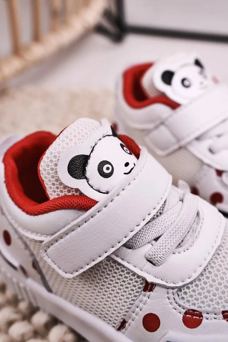 Boto Dziecięce Sportowe Buty Z Pandą Biało Czerwone Chico