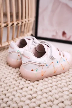 Outlet Boto Dziecięce Sportowe Buty Ze Świecącą Podeszwą LED Biało-Różowe Disco