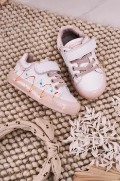 Outlet Boto Dziecięce Sportowe Buty Ze Świecącą Podeszwą LED Biało-Różowe Disco