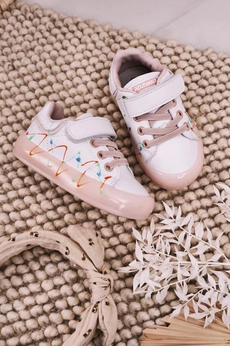 Outlet Boto Dziecięce Sportowe Buty Ze Świecącą Podeszwą LED Biało-Różowe Disco