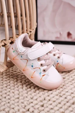 Outlet Boto Dziecięce Sportowe Buty Ze Świecącą Podeszwą LED Biało-Różowe Disco