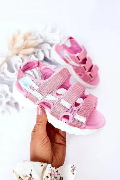 Hot Dziecięce Sportowe Sandały Na Rzepy Różowe Flyn Dzieci Dziewczęce