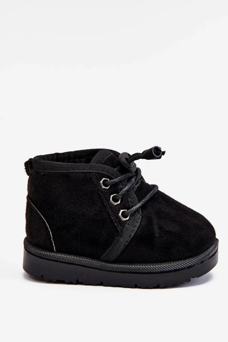 Chłopięce>Boto Dziecięce Sznurowane Śniegowce Ocieplone Futerkiem Czarne Hunter Czarny