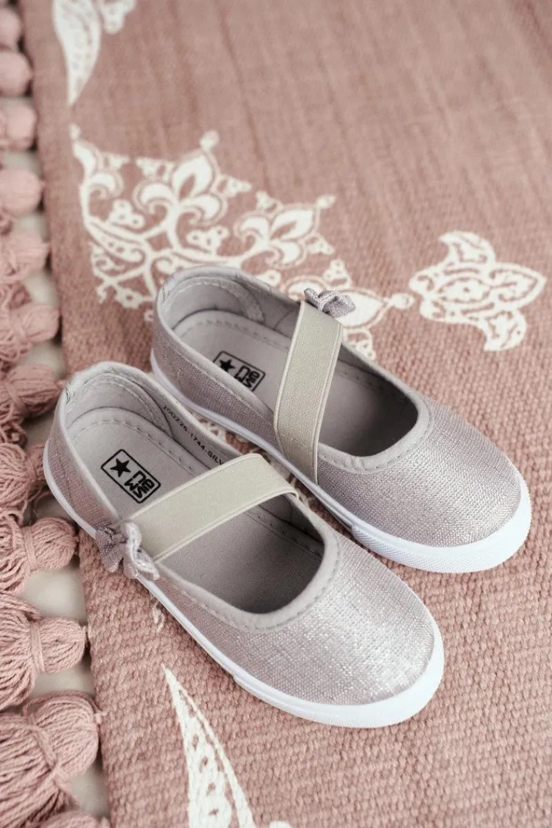 New Dziecięce Tenisówki Balerinki Srebrne Bianka Dzieci Dziewczęce|Balerinki Dziecięce