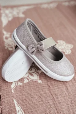 New Dziecięce Tenisówki Balerinki Srebrne Bianka Dzieci Dziewczęce|Balerinki Dziecięce