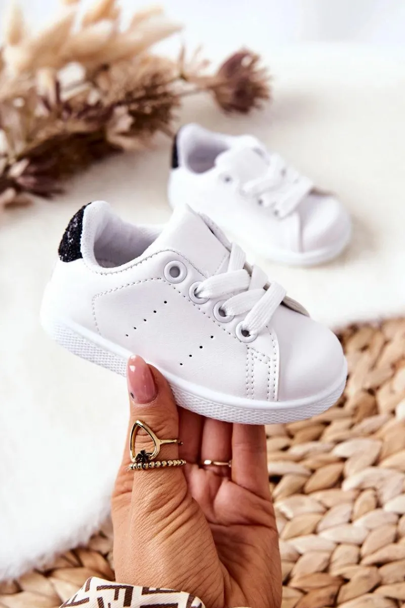 New Dziecięce Tenisówki Biało-Czarne Glossy Dzieci Dziewczęce|Back To School