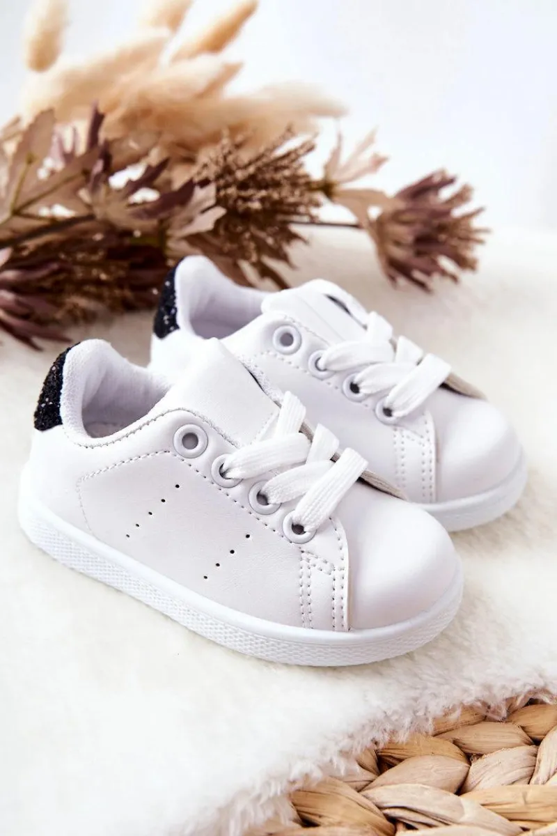 New Dziecięce Tenisówki Biało-Czarne Glossy Dzieci Dziewczęce|Back To School