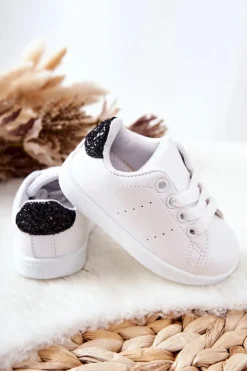 New Dziecięce Tenisówki Biało-Czarne Glossy Dzieci Dziewczęce|Back To School