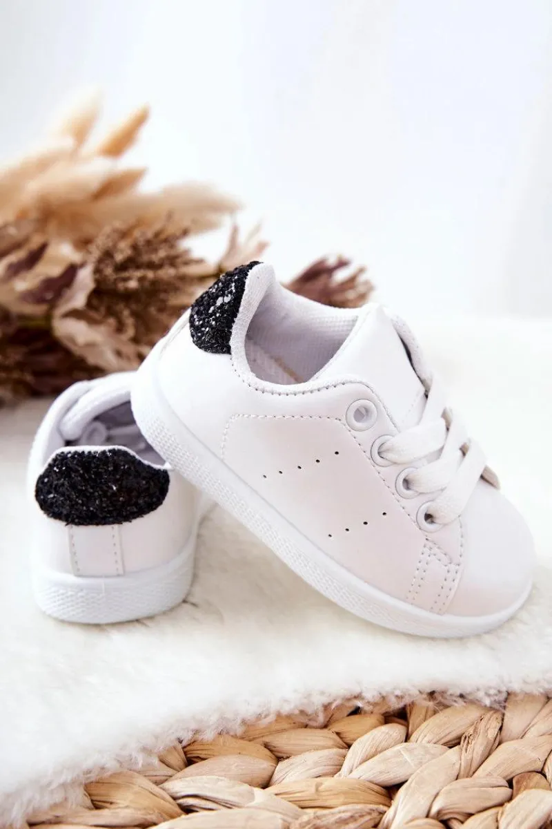 New Dziecięce Tenisówki Biało-Czarne Glossy Dzieci Dziewczęce|Back To School