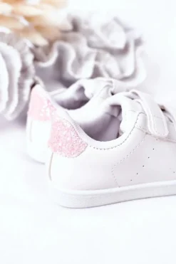 Dziewczęce|Back To School>Boto Dziecięce Tenisówki Na Rzepy Biało-Różowe Cute Girl
