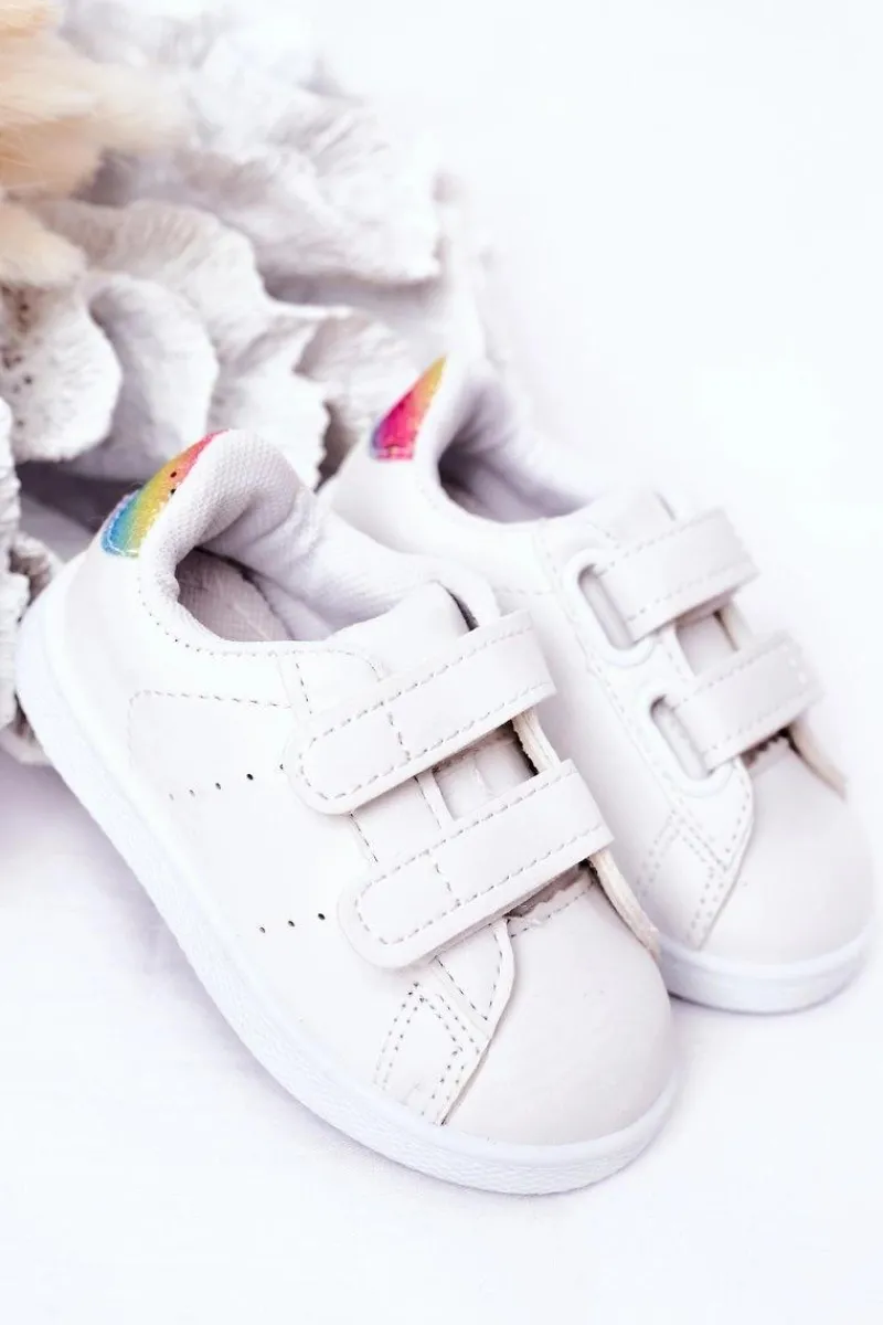 Dziewczęce|Back To School>Boto Dziecięce Tenisówki Na Rzepy Biało-Tęczowe Cute Girl