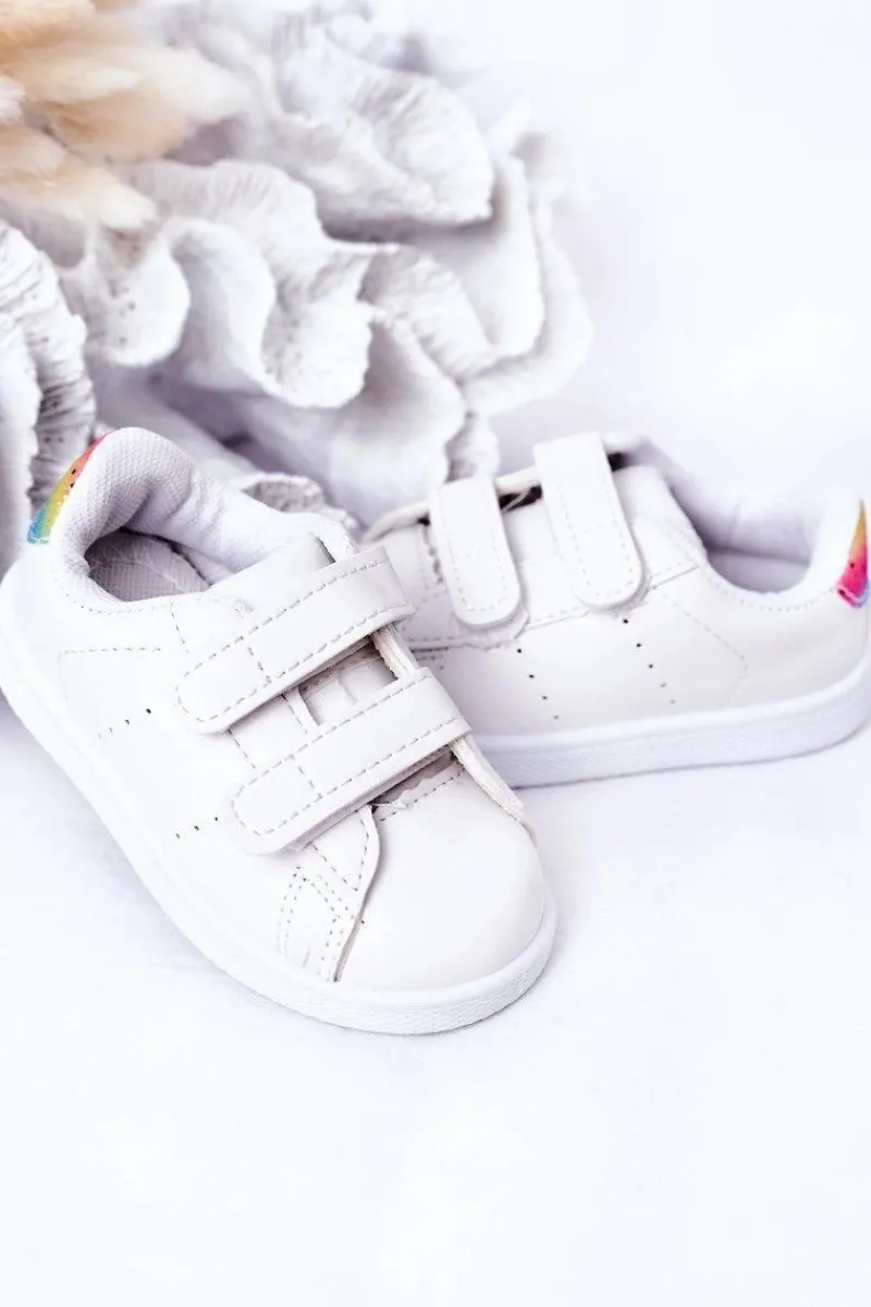 Dziewczęce|Back To School>Boto Dziecięce Tenisówki Na Rzepy Biało-Tęczowe Cute Girl