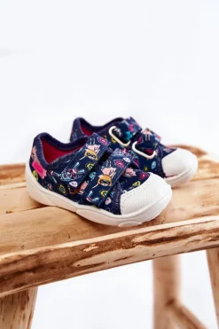 Clearance Dziecięce Tenisówki Superbohater 907P149 Granatowe Dzieci Dziewczęce