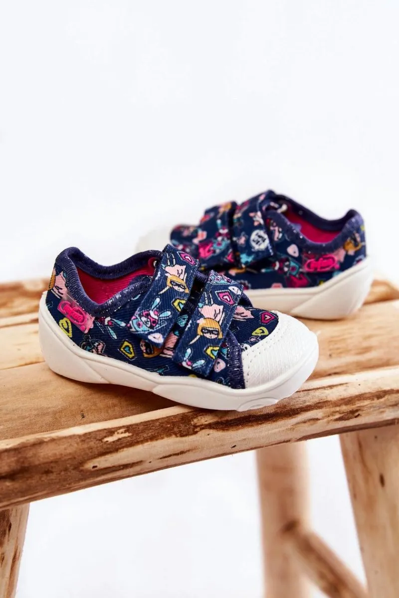 Clearance Dziecięce Tenisówki Superbohater 907P149 Granatowe Dzieci Dziewczęce
