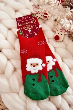 Outlet Dziecięce Termoaktywne Świąteczne Skarpety Mikołaj Czerwone Skarpetki|Skarpetki