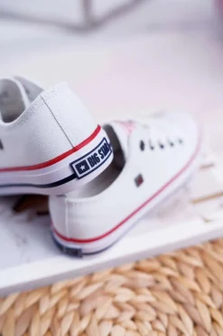 Outlet Dziecięce Trampki Big Star Klasyczne Białe W374001 Damskie Chłopięce|Dziewczęce