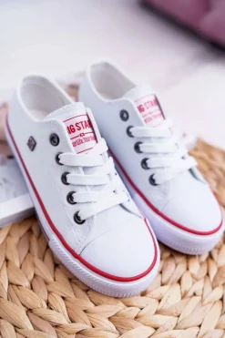 Outlet Dziecięce Trampki Big Star Klasyczne Białe W374001 Damskie Chłopięce|Dziewczęce