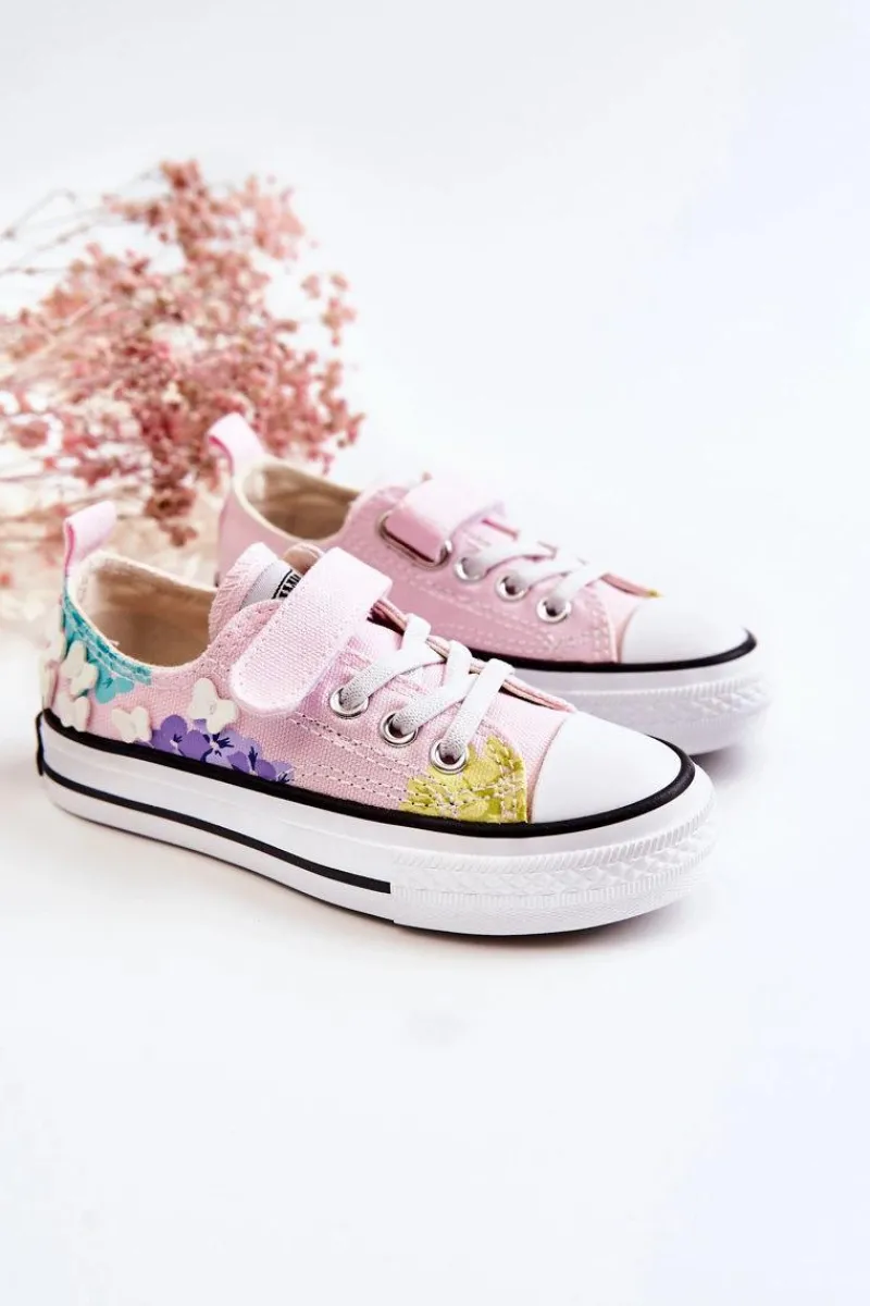 New Boto Dziecięce Trampki Materiałowe Print Różowe Buster