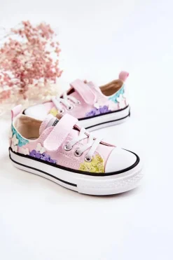 New Boto Dziecięce Trampki Materiałowe Print Różowe Buster