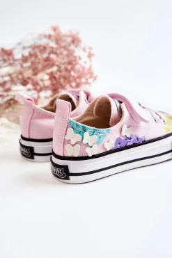 New Boto Dziecięce Trampki Materiałowe Print Różowe Buster