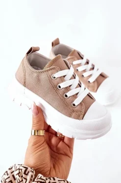 Best Boto Dziecięce Trampki Na Platformie Beżowe Travel Time