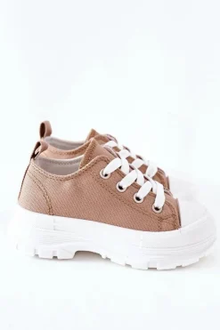 Best Boto Dziecięce Trampki Na Platformie Beżowe Travel Time