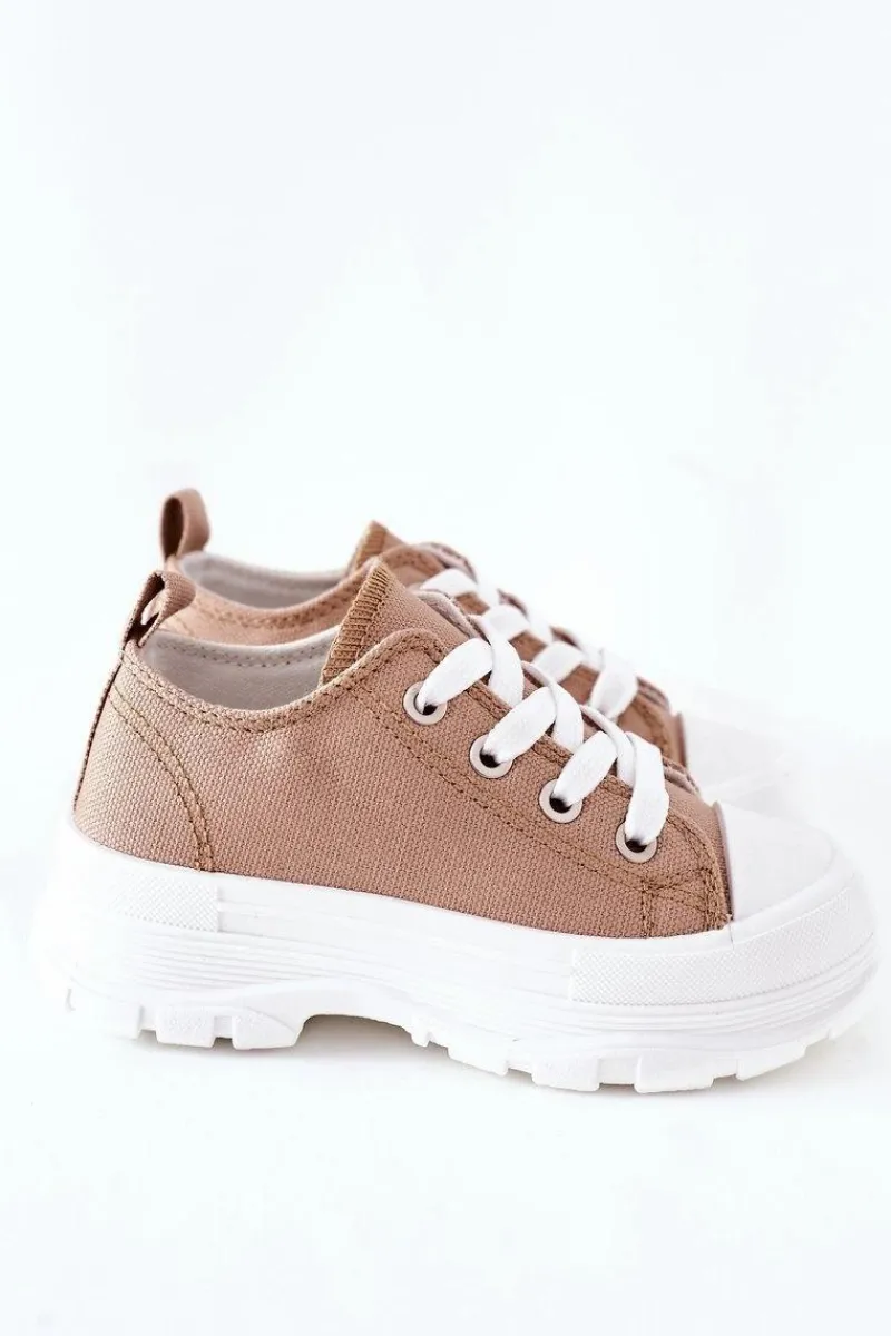 Best Boto Dziecięce Trampki Na Platformie Beżowe Travel Time