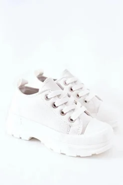 Chłopięce|Dziewczęce>Boto Dziecięce Trampki Na Platformie Białe Travel Time